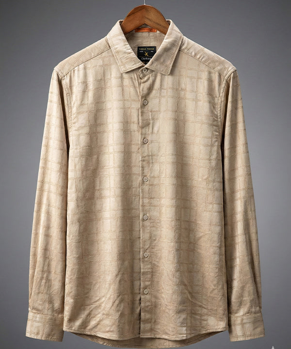 Men's Casual Shirt - L Coffee Shc-1974 Strech Fabric - Coffee - View 4