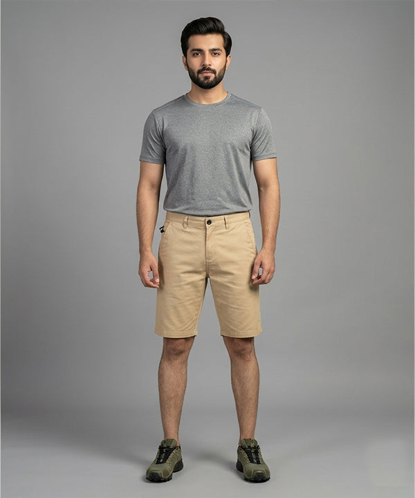 Men’S Summer Cotton Beige Shorts- Br-0112 - Beige - View 1