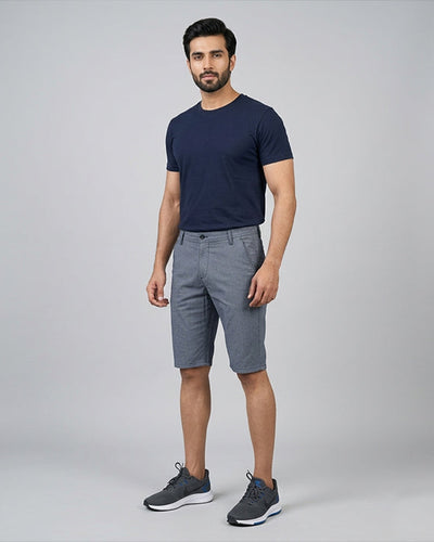 Men’S Summer Cotton Texture Navy Shorts- Br-0101