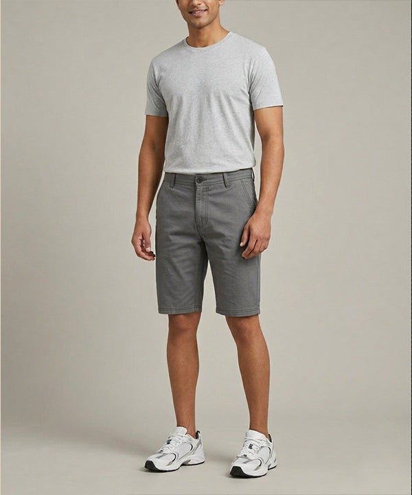 Men’S Summer Cotton D-Grey Shorts- Br-0101 - Grey - View 2