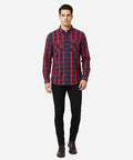 Men's Casual Checkered Shirt - Red Chk SHC-1719 - Red - View 1