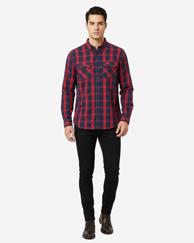 Men's Casual Checkered Shirt - Red Chk SHC-1719