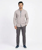 Men's Casual Shirt - L Grey Stripe Shc-1619 ORG ( H )