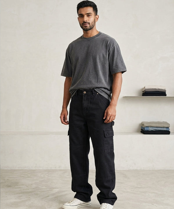 Men's Baggy Carpenter Denim -  Jp-2223 Black - Black - View 1