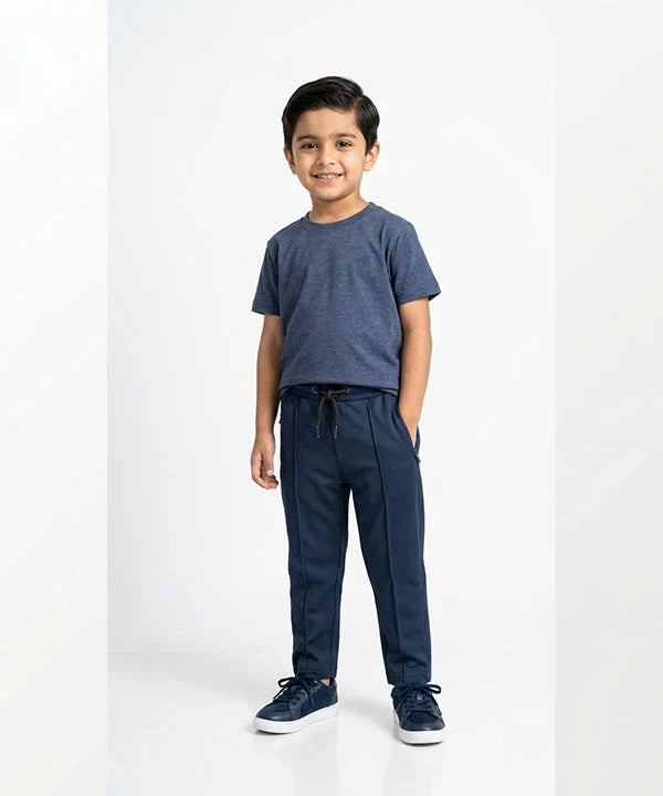 Kids Smart Baggy stretchable premium trouser Navy Texture BLW-0136