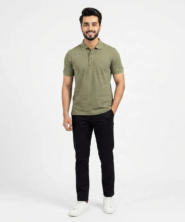 A|X Logo Self-Textured Basic Polo T-Shirt TSH-7163 Olive