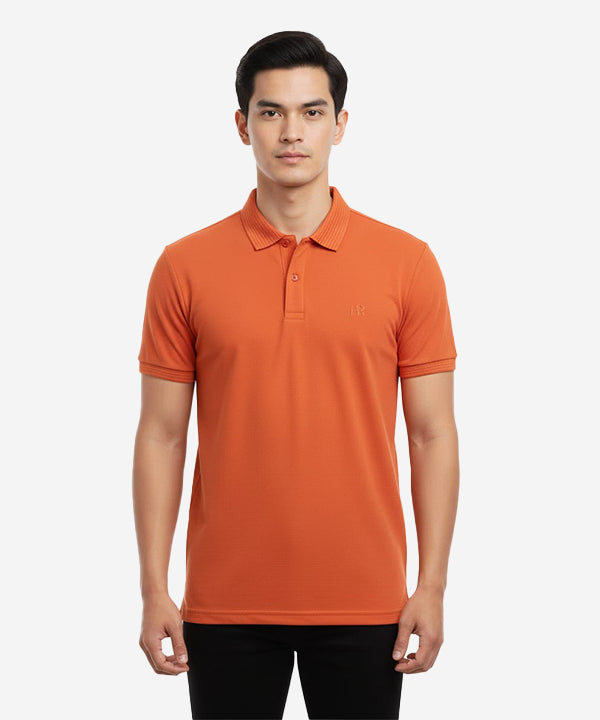 Men'S T-Shirt Texture Collar Rust Tsh-5906 - Rust - View 1