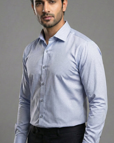Men'S Dress Shirt - Texture Blue Dsh-0287