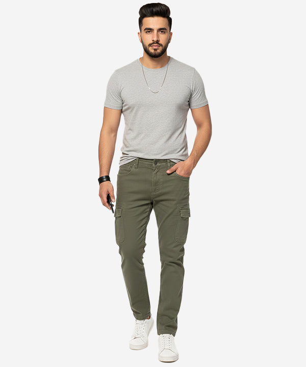 Men'S Cargo Six Pocket Trousers - Cp-0531 Green - Green - View 1