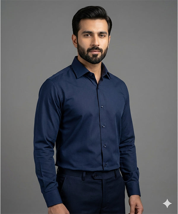 Men'S Dress Shirt - Navy Dsh-0292 - Navy - View 1