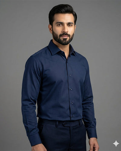 Men'S Dress Shirt - Navy Dsh-0292
