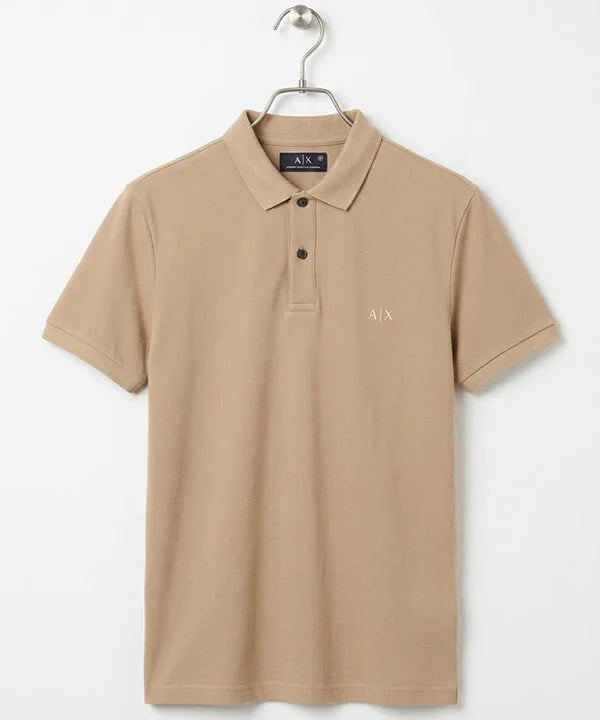 A|X Logo Self-Textured Basic Polo T-Shirt TSH-7163 Beige