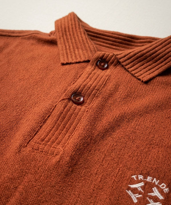 Premium Ribbed Collar Basic Polo T-Shirt Rust TSH-7162