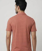 Men’s Pinstripe Drawstring Half Sleeves Shirt– Relaxed Fit - SHC-3067 Maroon Stripe - Maroon - View 3
