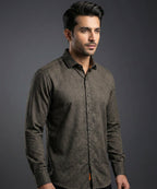 Men's Casual Shirt - Texture Black Shc-1971 Strech Fabric - Black - View 1