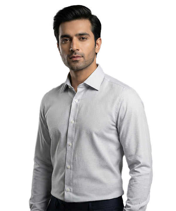 Men'S Dress Shirt - Self/Grey Dsh-0289 - Grey - View 1