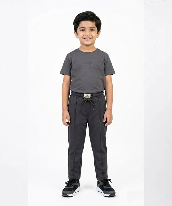 Kids Smart Baggy stretchable premium trouser Charcoal Texture BLW-0136