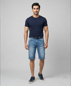 Casual Summer L-Blue Denim  Shorts- Br-0088 - Blue - View 1