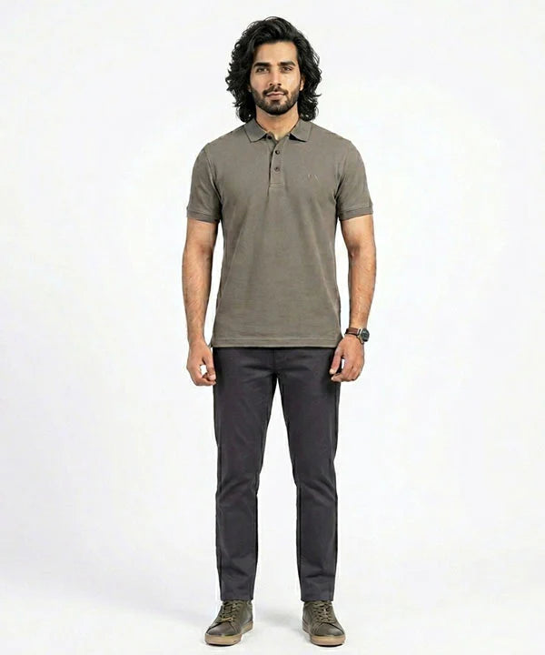 A|X Logo Self-Textured Basic Polo T-Shirt TSH-7163 Grey