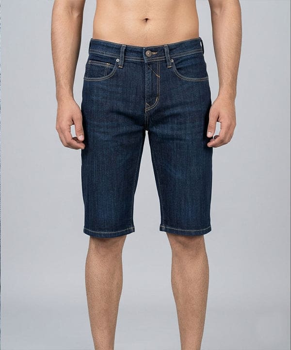 Casual Summer Navy Denim  Shorts- Br-0087 - Navy - View 2