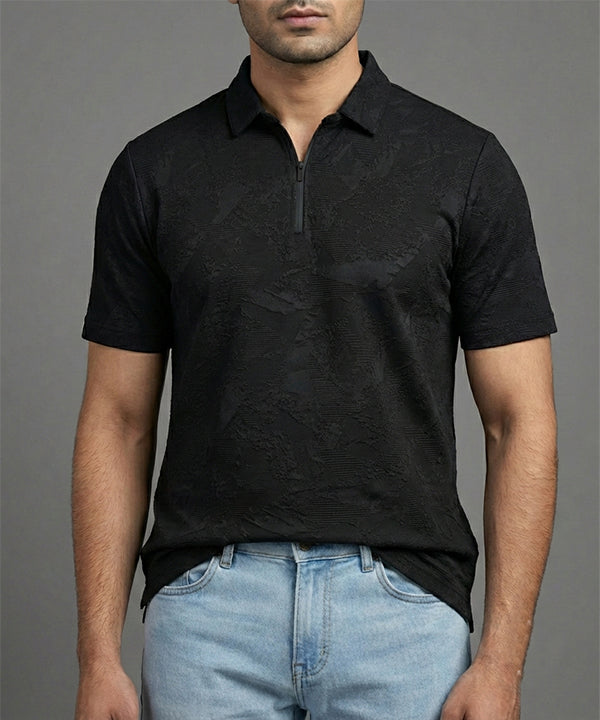 Men'S T-Shirt Collar Black Tsh-7024 - Black - View 1