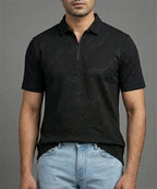 Men'S T-Shirt Collar Black Tsh-7024 - Black - View 1