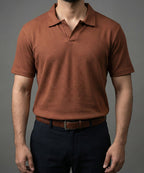 Men'S T-Shirt Johnny Collar Rust Tsh-5991 - Rust - View 1