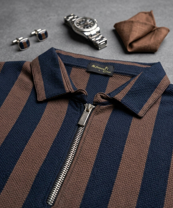 Men'S T-Shirt Collar Navy Stripe Tsh-7160 - Navy - View 2