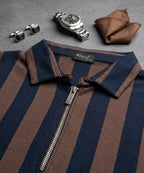 Men'S T-Shirt Collar Navy Stripe Tsh-7160 - Navy - View 2