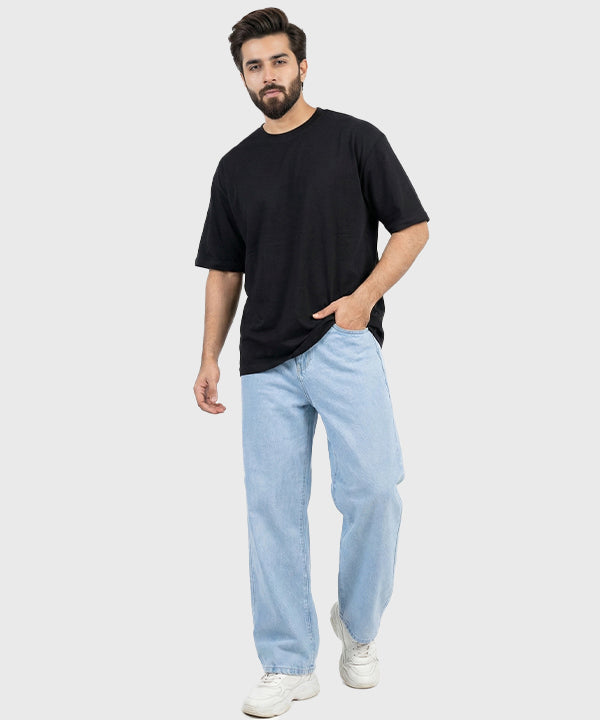 Men's Basic Baggy Denim - Light Blue Jp-1896 - Blue - View 1