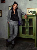 Formal Checkered Suit Gst-0055 S Grey Chk - Red - View 1