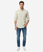 Men's Casual Shirt - Beige Shc-1841 Strech Fabric - Beige - View 1