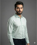 Men'S Dress Shirt - Texture Green Dsh-0287 - Green - View 1