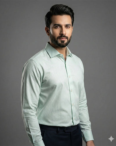 Men'S Dress Shirt - Texture Green Dsh-0287