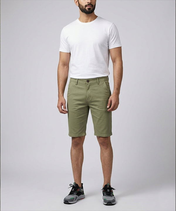 Men’S Summer Cotton Texture Green Shorts- Br-0103 - Green - View 2