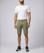 Men’S Summer Cotton Texture Green Shorts- Br-0103 - Green - View 2