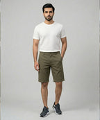 Men’S Summer Cotton Texture Green Shorts- Br-0102 - Green - View 1