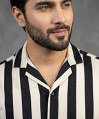 Men's Casual Shirt Half Sleeves - SHC-3069 Black Stripe ( ORG ) - Black - View 3