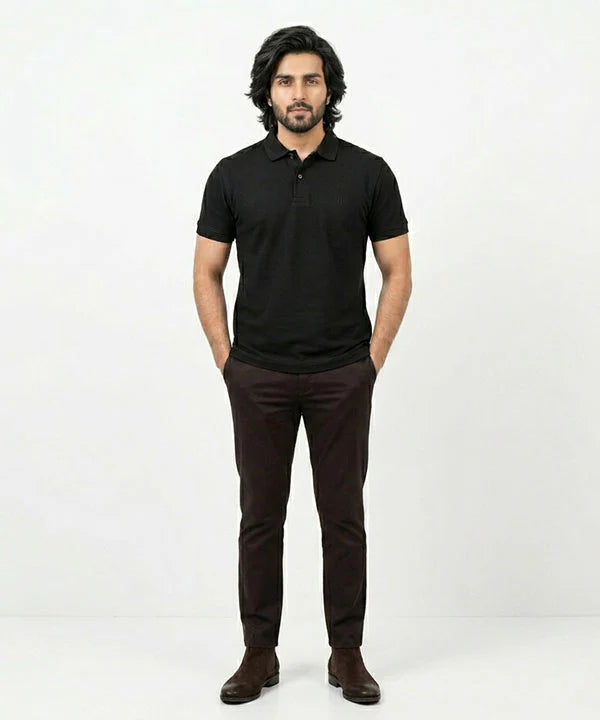 A|X Logo Self-Textured Basic Polo T-Shirt TSH-7163 Black