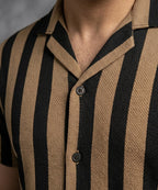 Men's Casual Shirt Half Sleeves - SHC-3069 Brown Stripe ( ORG ) - Brown - View 2