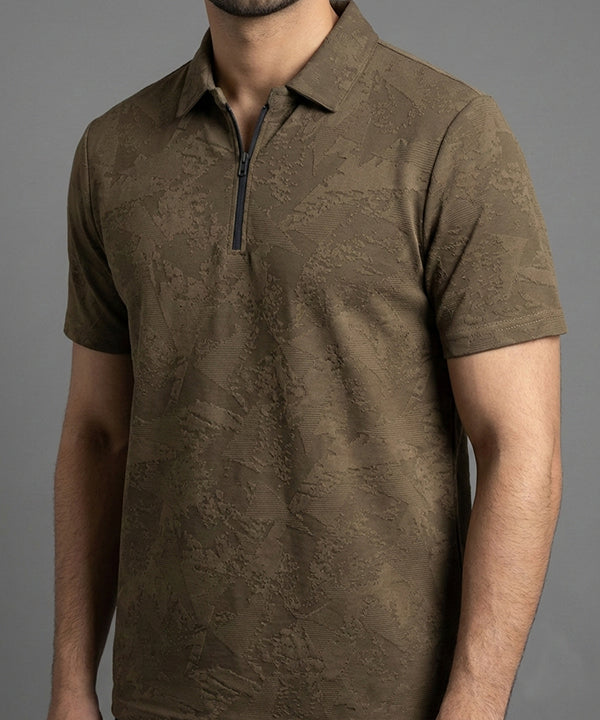 Men'S T-Shirt Collar Brown Tsh-7024 - Brown - View 1