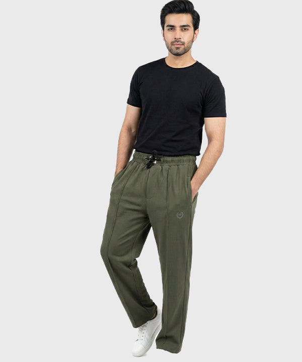 Men'S Baggy Waffle French Trousers - Green Lwr-0592 - Green - View 1