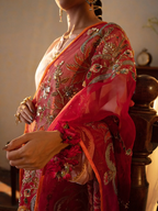 Anaari - Shawl - Red Embroidered Luxury Shawl - Buy Online Pakistan
