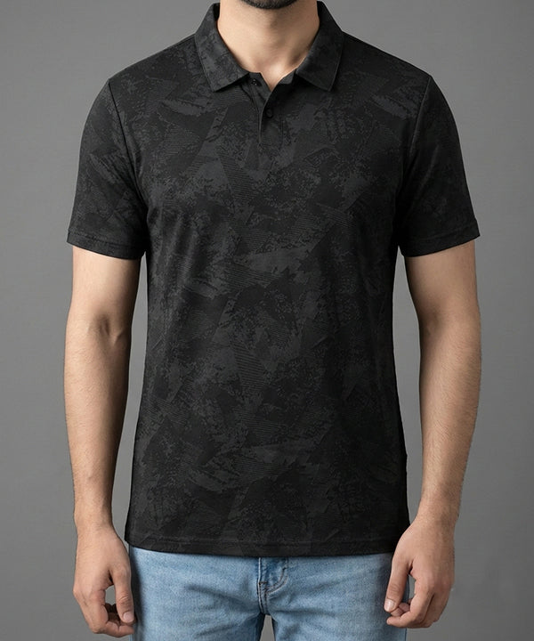 Men'S T-Shirt Collar Black Tsh-7025 - Black - View 1