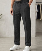 Men’S Pinstripe Drawstring Baggy Trousers- Lwr-0688 Black Stripe - Black - View 1