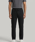 Waffle Knit Elastic Waist Trousers - Black Lwr-0694 - Black - View 1