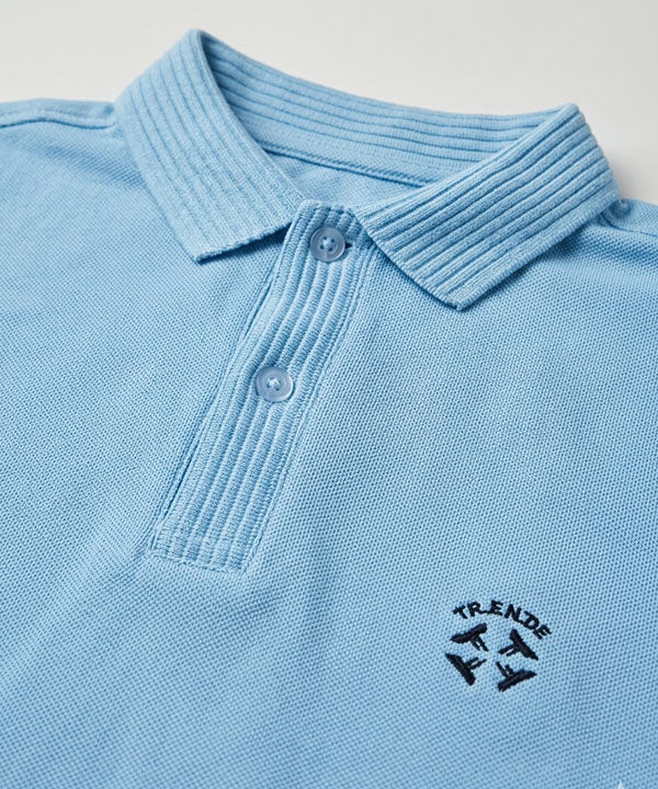 Premium Ribbed Collar Basic Polo T-Shirt Sky TSH-7162