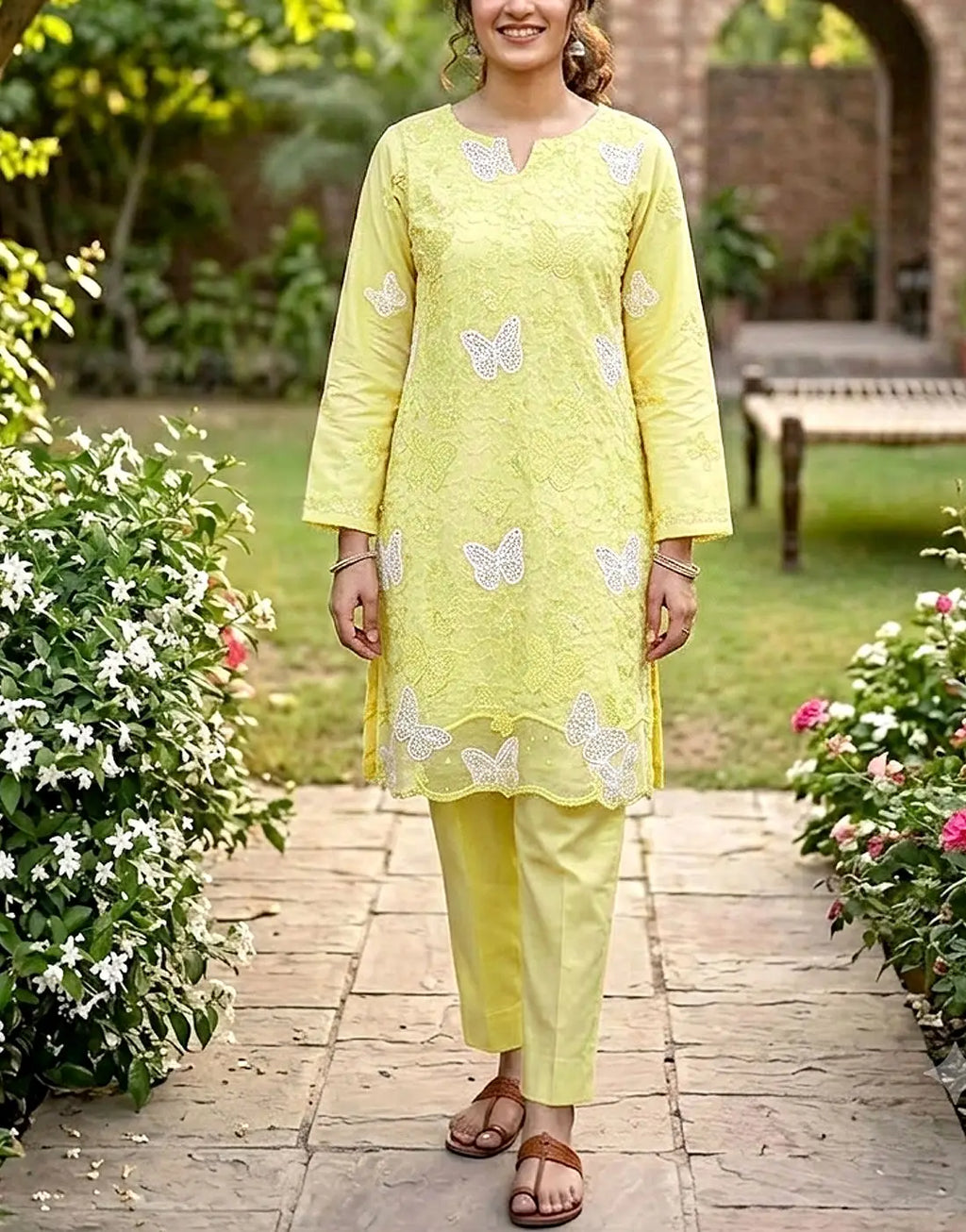 2Pc Titliiii Pink Yellow Lawn