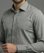 Men'S Dress Shirt - Grey Stripe Dsh-0287 - Grey - View 2