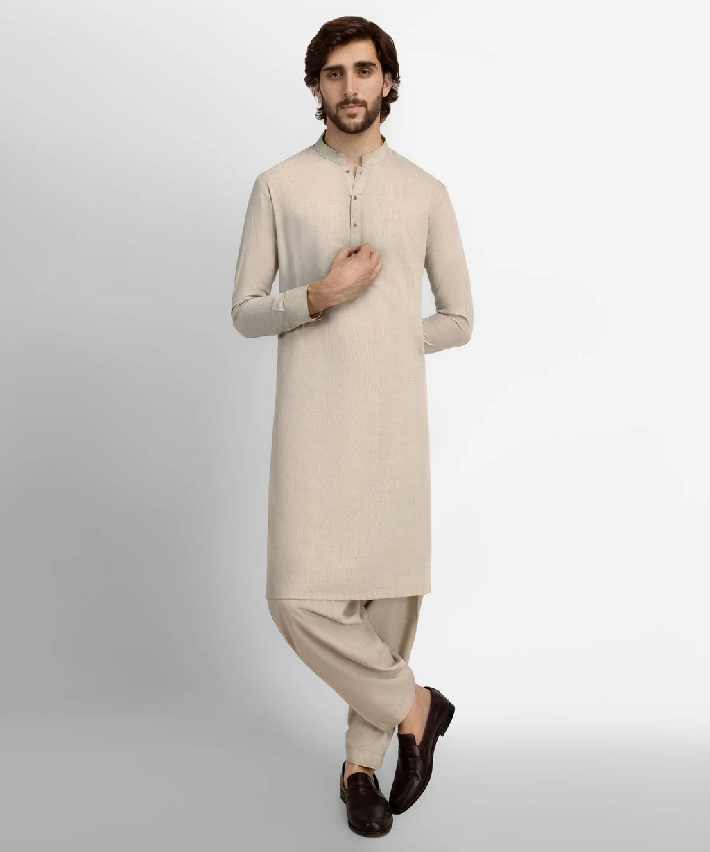 fawn casual kameez shalwar